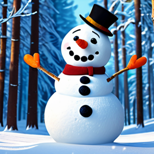 Home 14 Olaf the snowman with a wide, innocent smile, looking at a single, delicate snowflake on his carrot nose with immense curiosity. He stands in a serene, magical winter forest with soft, glistening snow on pine trees and a subtle sparkle in the air. The scene is illuminated by gentle, natural daylight, emphasizing his well-formed snow body, perfect anatomy, and correct proportions. The overall image is heartwarming and whimsical, appropriate content, safe for work, fully clothed, family-friendly, professional photography, high quality.